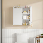Hzuaneri Wall Cabinet with Adjustable Shelves with Sliding Doors and Open Shelves, Wall Mounted Bathroom Cabinet, 20 x 60 x 60 cm, White BC30203X