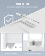 Hzuaneri tall bathroom cabinet, niche cabinet, narrow bathroom cabinet with drawer on casters, 3 open shelf levels, tall cabinet, side cabinet, 40 x 20 x 140 cm, white, BC32003W
