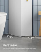 Hzuaneri tall bathroom cabinet, niche cabinet, narrow bathroom cabinet with drawer on casters, 3 open shelf levels, tall cabinet, side cabinet, 40 x 20 x 140 cm, white, BC32003W