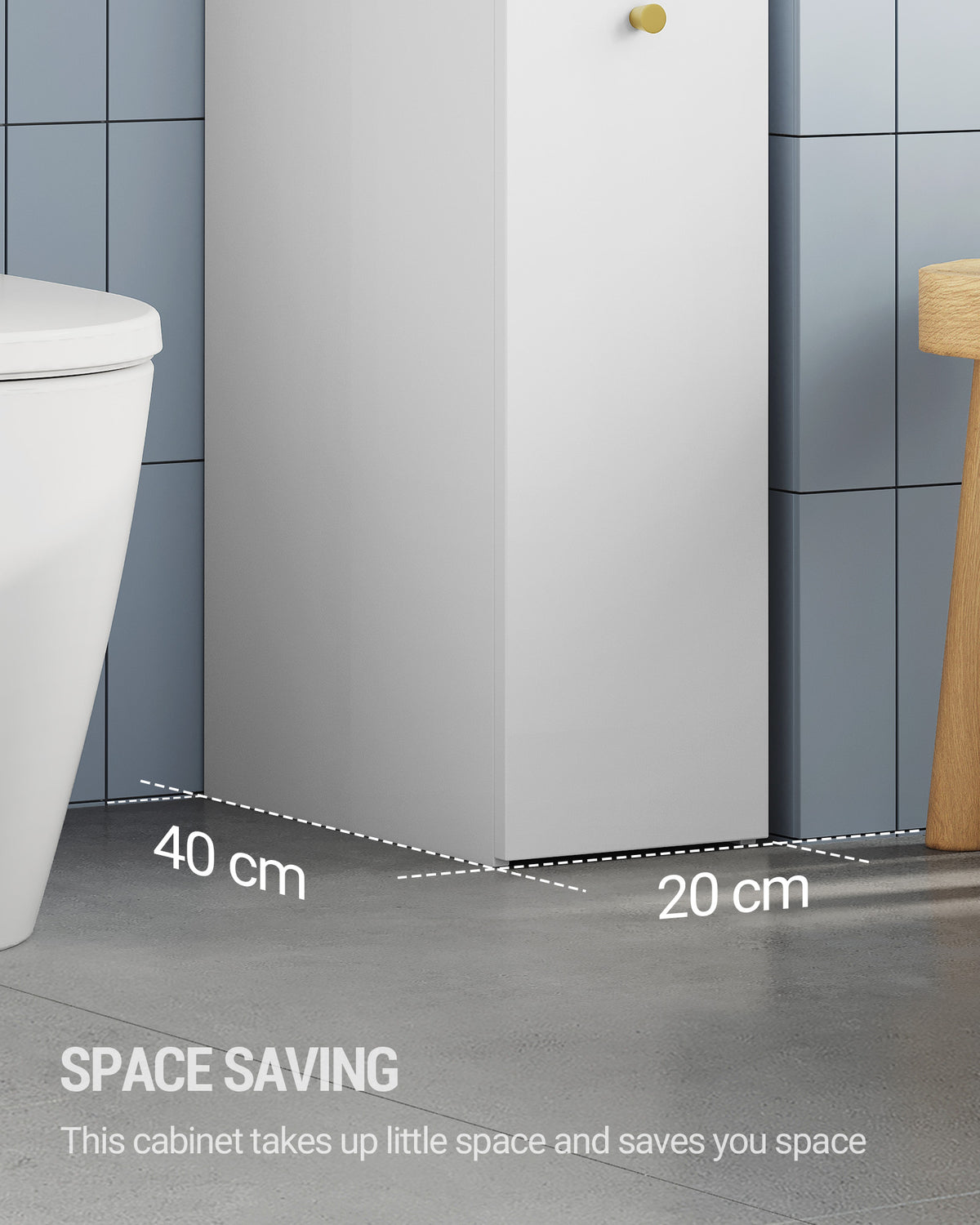 Hzuaneri tall bathroom cabinet, niche cabinet, narrow bathroom cabinet with drawer on casters, 3 open shelf levels, tall cabinet, side cabinet, 40 x 20 x 140 cm, white, BC32003W