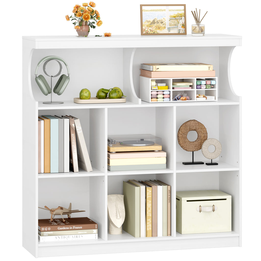 Hzuaneri Bookshelf, 8-Shelf Bookcase, Storage Shelf, Office Shelving, Freestanding Storage Shelf for Bedroom, Living Room, Study and Office 30 x 100 x 100 cm White BC33203X
