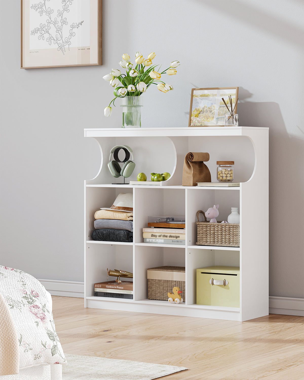 Hzuaneri Bookshelf, 8-Shelf Bookcase, Storage Shelf, Office Shelving, Freestanding Storage Shelf for Bedroom, Living Room, Study and Office 30 x 100 x 100 cm White BC33203X
