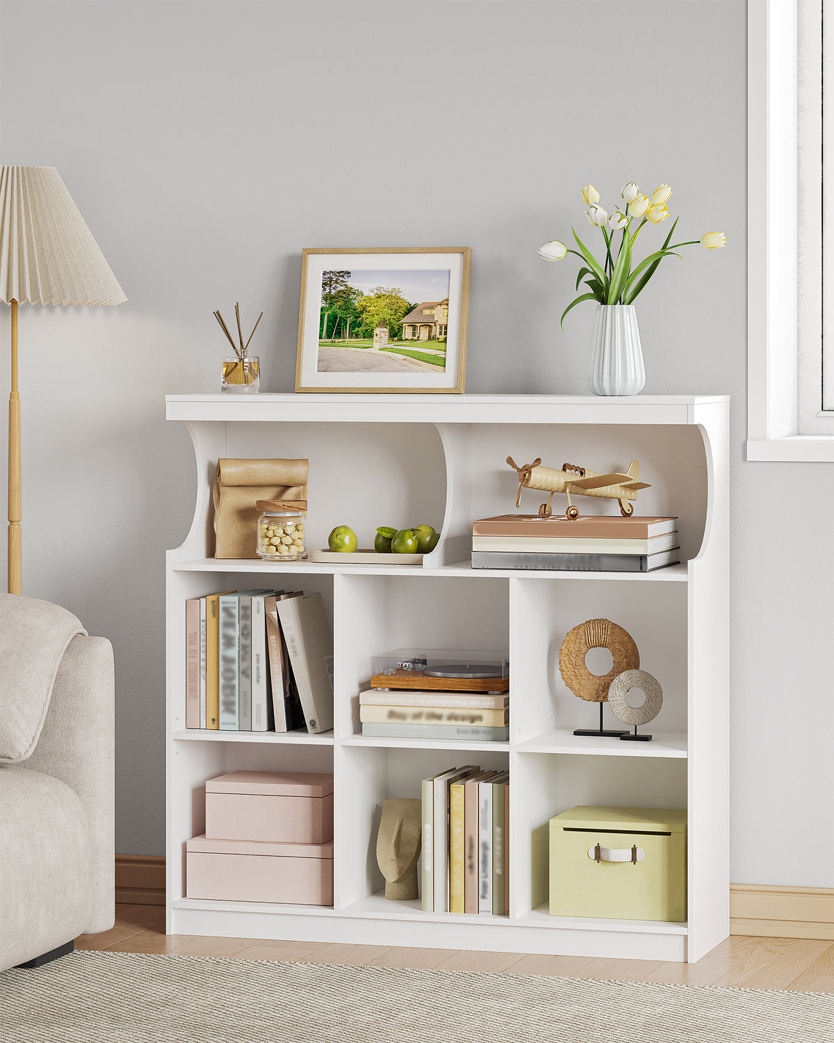 Hzuaneri Bookshelf, 8-Shelf Bookcase, Storage Shelf, Office Shelving, Freestanding Storage Shelf for Bedroom, Living Room, Study and Office 30 x 100 x 100 cm White BC33203X