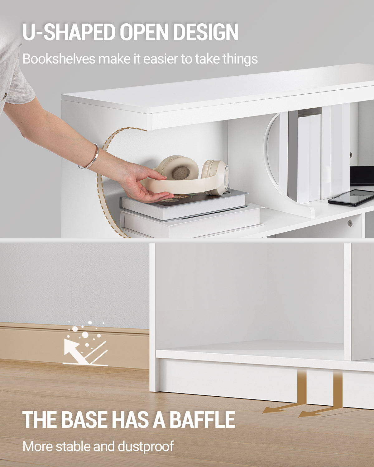 Hzuaneri Bookshelf, 8-Shelf Bookcase, Storage Shelf, Office Shelving, Freestanding Storage Shelf for Bedroom, Living Room, Study and Office 30 x 100 x 100 cm White BC33203X