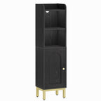 Hzuaneri Bathroom Cabinet, Small Corner Floor Cabinet with Door and Shelves, Narrow Toilet Paper Cabinets, Bathroom Organizer with Adjustable Shelf, for Small Spaces, Black, BC38204G