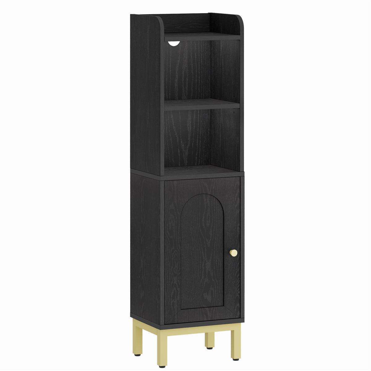 Hzuaneri Bathroom Cabinet, Small Corner Floor Cabinet with Door and Shelves, Narrow Toilet Paper Cabinets, Bathroom Organizer with Adjustable Shelf, for Small Spaces, Black, BC38204G
