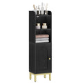 Hzuaneri Bathroom Cabinet, Small Corner Floor Cabinet with Door and Shelves, Narrow Toilet Paper Cabinets, Bathroom Organizer with Adjustable Shelf, for Small Spaces, Black, BC38204G
