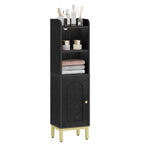 Hzuaneri Bathroom Cabinet, Small Corner Floor Cabinet with Door and Shelves, Narrow Toilet Paper Cabinets, Bathroom Organizer with Adjustable Shelf, for Small Spaces, Black, BC38204G