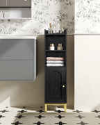Hzuaneri Bathroom Cabinet, Small Corner Floor Cabinet with Door and Shelves, Narrow Toilet Paper Cabinets, Bathroom Organizer with Adjustable Shelf, for Small Spaces, Black, BC38204G