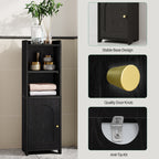 Hzuaneri Bathroom Cabinet, Storage Unit with Doors, Corner Cabinet with Adjustable Shelves, Toilet Cabinet, 20 x 25 x 80 cm, Black BC39704X