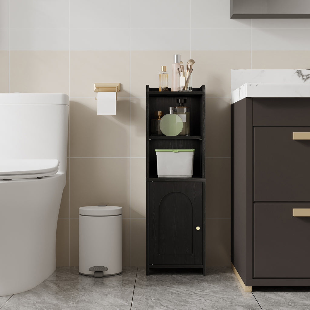 Hzuaneri Bathroom Cabinet, Storage Unit with Doors, Corner Cabinet with Adjustable Shelves, Toilet Cabinet, 20 x 25 x 80 cm, Black BC39704X