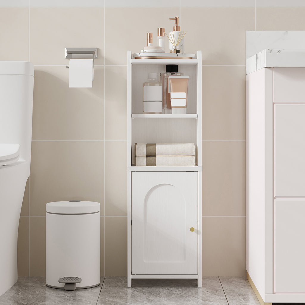 Hzuaneri Bathroom Cabinet, Bathroom Cabinet with Doors, Corner Cabinet with Adjustable Shelves, Organizer, Multipurpose Furniture, 20 x 25 x 80 cm, White BC39713X