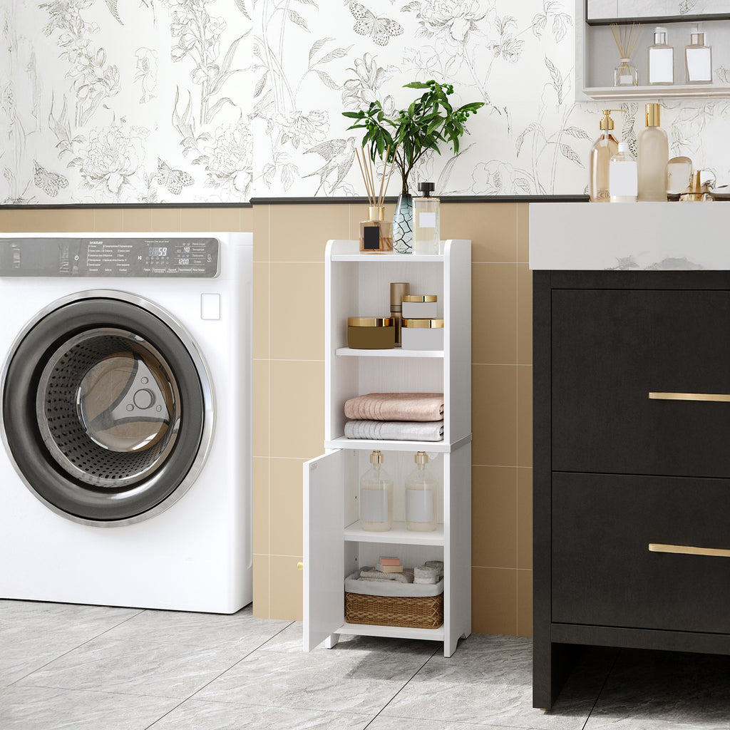 Hzuaneri Bathroom Cabinet, Bathroom Cabinet with Doors, Corner Cabinet with Adjustable Shelves, Organizer, Multipurpose Furniture, 20 x 25 x 80 cm, White BC39713X