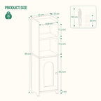 Hzuaneri Bathroom Cabinet, Storage Unit with Doors, Corner Cabinet with Adjustable Shelves, Toilet Cabinet, 20 x 25 x 80 cm, Black BC39704X