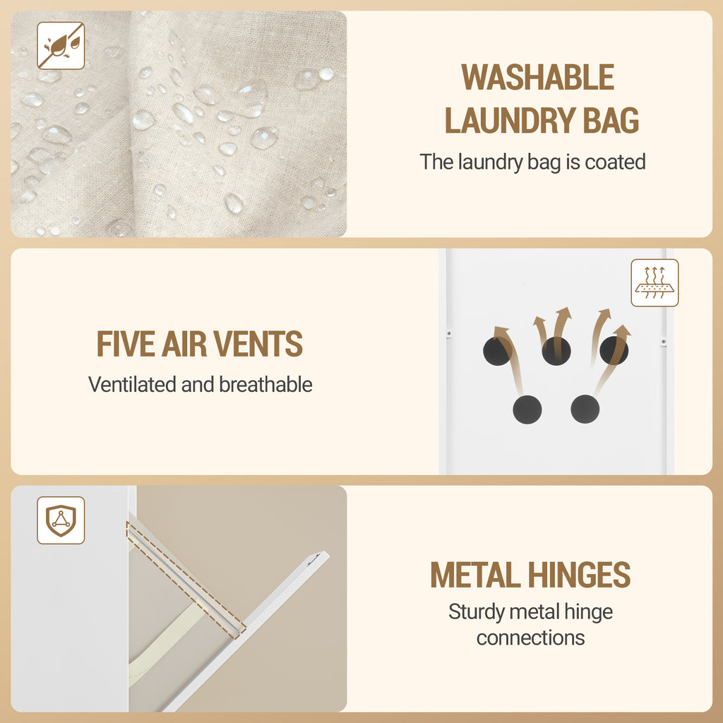 Hzuaneri Bathroom Cabinet with Laundry Basket, Slim Narrow Laundry Cabinet with Drawer and Removable Hamper, Storage Cabinet Unit for Bathroom, 40 x 40 x 100 cm, White, BC42003X