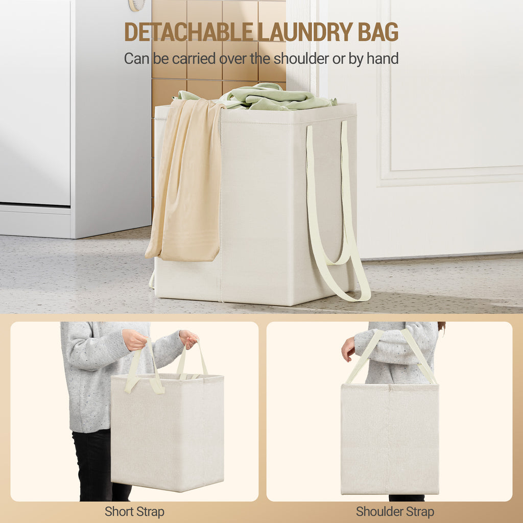 Hzuaneri Bathroom Cabinet with Laundry Basket, Slim Narrow Laundry Cabinet with Drawer and Removable Hamper, Storage Cabinet Unit for Bathroom, 40 x 40 x 100 cm, White, BC42003X