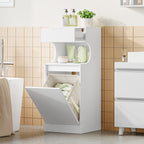 Hzuaneri Bathroom Cabinet with Laundry Basket, Slim Narrow Laundry Cabinet with Drawer and Removable Hamper, Storage Cabinet Unit for Bathroom, 40 x 40 x 100 cm, White, BC42003X