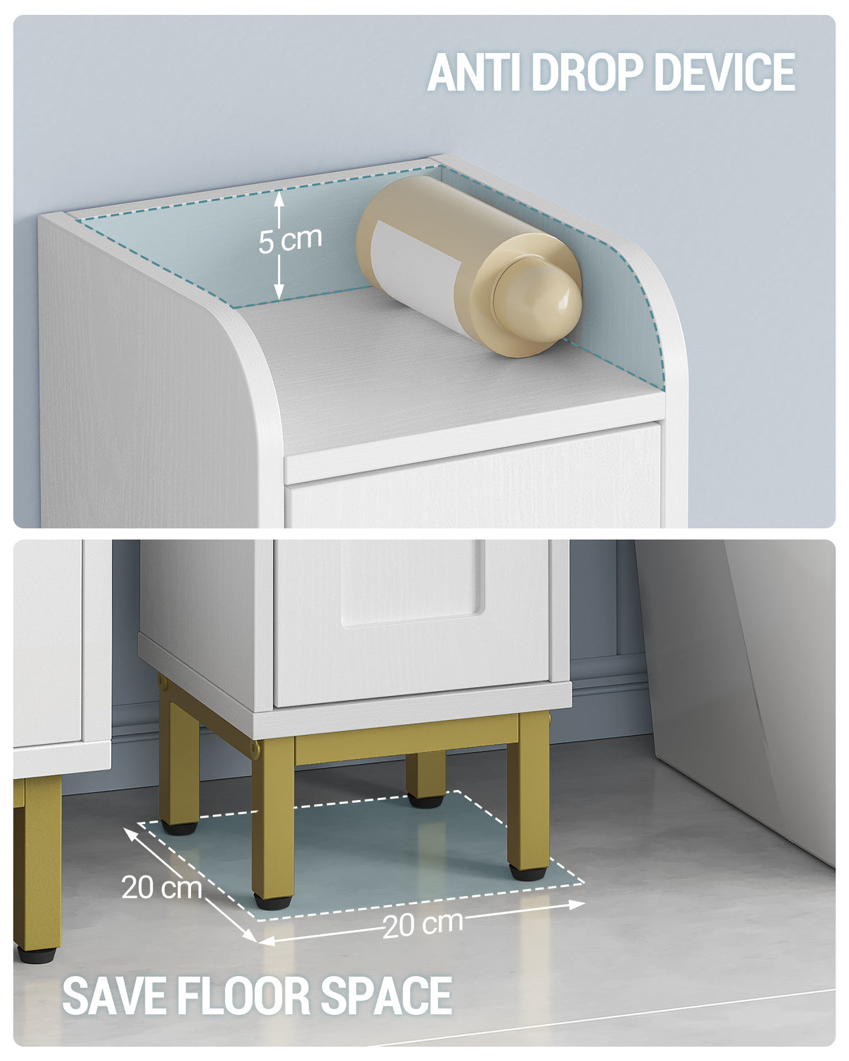 Hzuaneri Bathroom Cabinet, Tall Bathroom Cabinet with 4 Doors, Slim Bathroom Cabinet, Narrow Tall Bathroom Cabinet, Adjustable Shelves, Living Room, Kitchen, Bedroom, 20 x 20 x 180 cm, White BC42213G