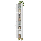 Hzuaneri Bathroom Cabinet, Tall Bathroom Cabinet with 4 Doors, Slim Bathroom Cabinet, Narrow Tall Bathroom Cabinet, Adjustable Shelves, Living Room, Kitchen, Bedroom, 20 x 20 x 180 cm, White BC42213G