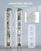 Hzuaneri Bathroom Cabinet, Tall Bathroom Cabinet with 4 Doors, Slim Bathroom Cabinet, Narrow Tall Bathroom Cabinet, Adjustable Shelves, Living Room, Kitchen, Bedroom, 20 x 20 x 180 cm, White BC42213G