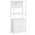 Hzuaneri Bathroom Storage Cabinet, Slim Bathroom Floor Cabinet with 2 Door and Adjustable Shelf, Wooden Freestanding Storage Unit for Living Room Dining Kitchen, 20 x 38 x 90 cm, White, BC42903W