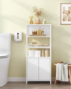 Hzuaneri Bathroom Storage Cabinet, Slim Bathroom Floor Cabinet with 2 Door and Adjustable Shelf, Wooden Freestanding Storage Unit for Living Room Dining Kitchen, 20 x 38 x 90 cm, White, BC42903W