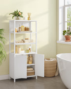 Hzuaneri Bathroom Storage Cabinet, Slim Bathroom Floor Cabinet with 2 Door and Adjustable Shelf, Wooden Freestanding Storage Unit for Living Room Dining Kitchen, 20 x 38 x 90 cm, White, BC42903W