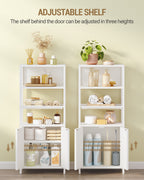 Hzuaneri Bathroom Storage Cabinet, Slim Bathroom Floor Cabinet with 2 Door and Adjustable Shelf, Wooden Freestanding Storage Unit for Living Room Dining Kitchen, 20 x 38 x 90 cm, White, BC42903W