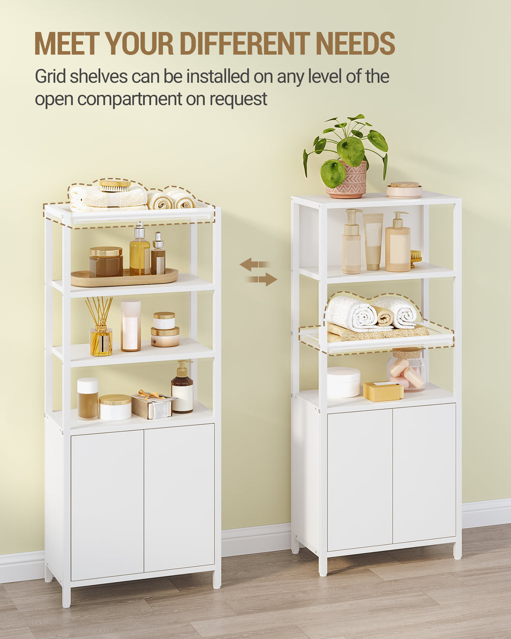 Hzuaneri Bathroom Storage Cabinet, Slim Bathroom Floor Cabinet with 2 Door and Adjustable Shelf, Wooden Freestanding Storage Unit for Living Room Dining Kitchen, 20 x 38 x 90 cm, White, BC42903W