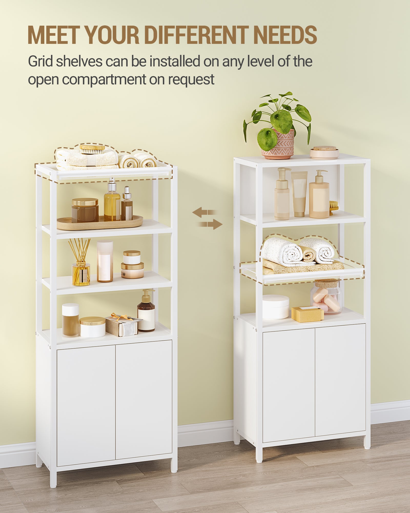 Hzuaneri Bathroom Storage Cabinet, Slim Bathroom Floor Cabinet with 2 Door and Adjustable Shelf, Wooden Freestanding Storage Unit for Living Room Dining Kitchen, 20 x 38 x 90 cm, White, BC42903W