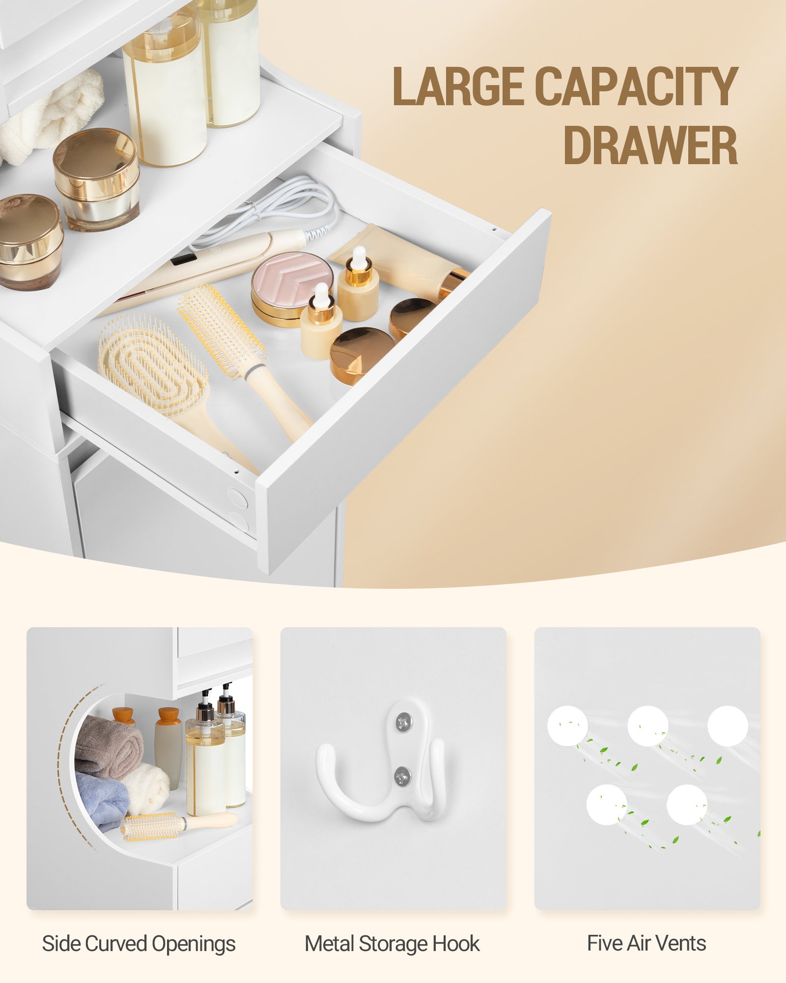 Hzuaneri Bathroom Cabinet with Laundry Basket, Laundry Cabinet with Drawer and Open Storage Space, Bathroom Cabinet with Laundry Hamper for Bathroom, Laundry Room, 40 x 40 x 174 cm, White BC43013X