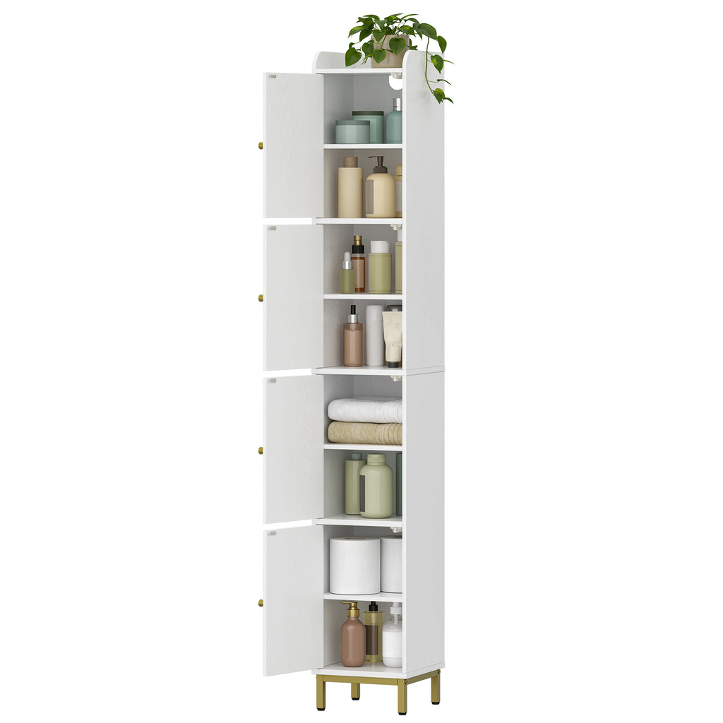 Hzuaneri Bathroom Cabinet, Tall Bathroom Cabinet with 4 Doors, Slim Bathroom Cabinet, White BC43313G