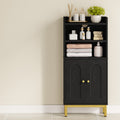 Hzuaneri Bathroom Storage Cabinet, Slim Bathroom Floor Cabinet with 2 Door and Adjustable Shelf, Wooden Freestanding Storage Unit for Dining Kitchen Living Room, Black, BC48204G