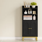 Hzuaneri Bathroom Storage Cabinet, Slim Bathroom Floor Cabinet with 2 Door and Adjustable Shelf, Wooden Freestanding Storage Unit for Dining Kitchen Living Room, Black, BC48204G