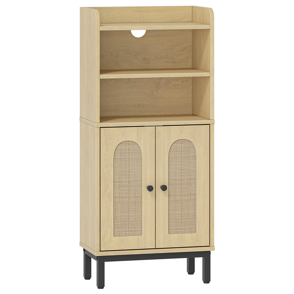Hzuaneri Bathroom Storage Cabinet, Slim Bathroom Floor Cabinet with 2 Door and Adjustable Shelf, Wooden Freestanding Storage Unit for Dining Kitchen Living Room, Yellow BC48202B