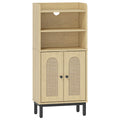 Hzuaneri Bathroom Storage Cabinet, Slim Bathroom Floor Cabinet with 2 Door and Adjustable Shelf, Wooden Freestanding Storage Unit for Dining Kitchen Living Room, Yellow BC48202B