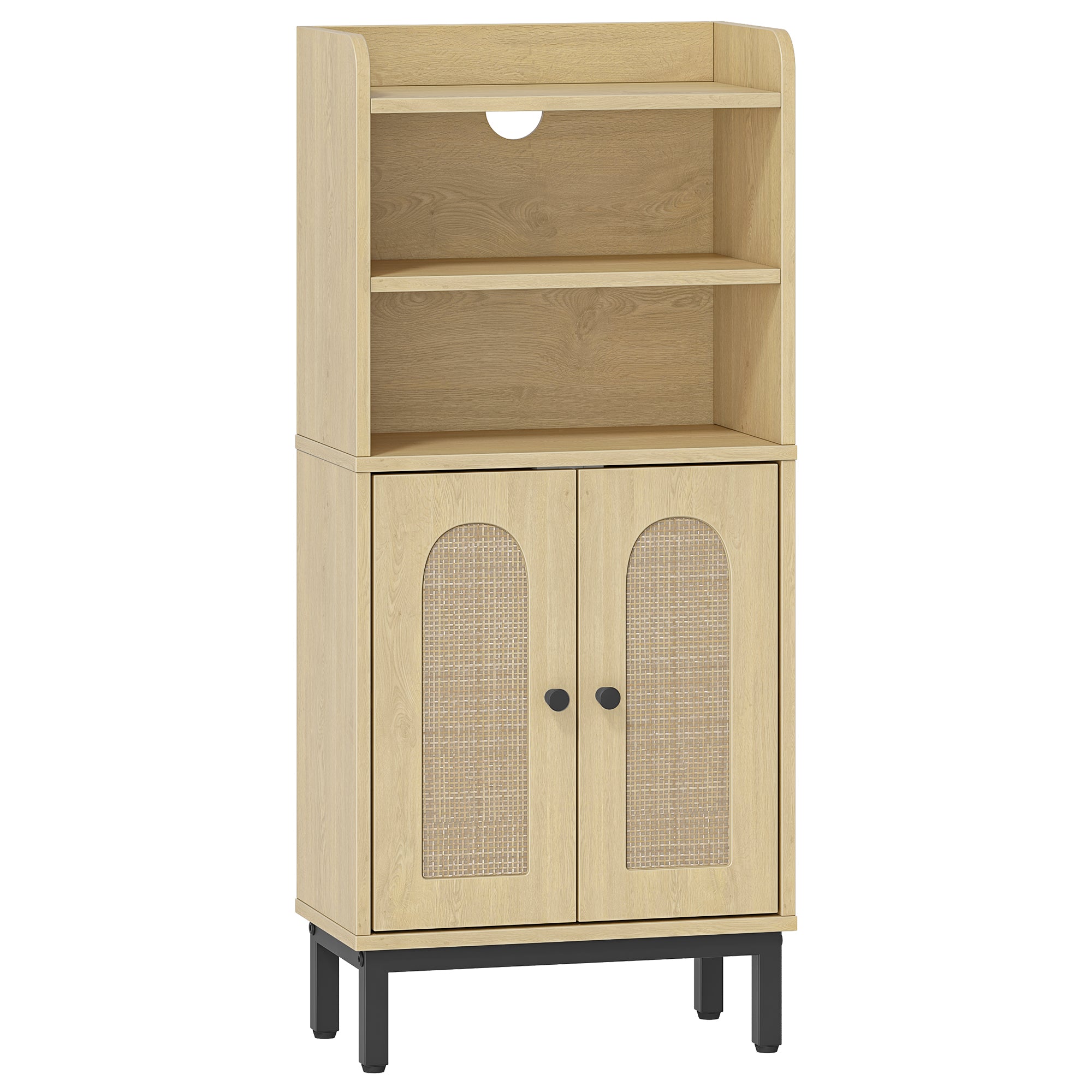 Hzuaneri Bathroom Storage Cabinet, Slim Bathroom Floor Cabinet with 2 Door and Adjustable Shelf, Wooden Freestanding Storage Unit for Dining Kitchen Living Room, Yellow BC48202B