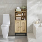 Hzuaneri Bathroom Storage Cabinet, Slim Bathroom Floor Cabinet with 2 Door and Adjustable Shelf, Wooden Freestanding Storage Unit for Dining Kitchen Living Room, Yellow BC48202B