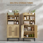 Hzuaneri Bathroom Storage Cabinet, Slim Bathroom Floor Cabinet with 2 Door and Adjustable Shelf, Wooden Freestanding Storage Unit for Dining Kitchen Living Room, Yellow BC48202B