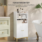 Hzuaneri Bathroom Storage Cabinet, Slim Bathroom Floor Cabinet with 2 Door and Adjustable Shelf, Wooden Freestanding Storage Unit for Dining Kitchen Living Room, White, BC48213G