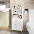 Hzuaneri Bathroom Storage Cabinet, Slim Bathroom Floor Cabinet with 2 Door and Adjustable Shelf, Wooden Freestanding Storage Unit for Dining Kitchen Living Room, White, BC48213G