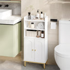 Hzuaneri Bathroom Storage Cabinet, Slim Bathroom Floor Cabinet with 2 Door and Adjustable Shelf, Wooden Freestanding Storage Unit for Dining Kitchen Living Room, White, BC48213G