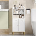 Hzuaneri Bathroom Storage Cabinet, Slim Bathroom Floor Cabinet with 2 Door and Adjustable Shelf, Wooden Freestanding Storage Unit for Dining Kitchen Living Room, White, BC48213G