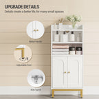 Hzuaneri Bathroom Storage Cabinet, Slim Bathroom Floor Cabinet with 2 Door and Adjustable Shelf, Wooden Freestanding Storage Unit for Dining Kitchen Living Room, White, BC48213G