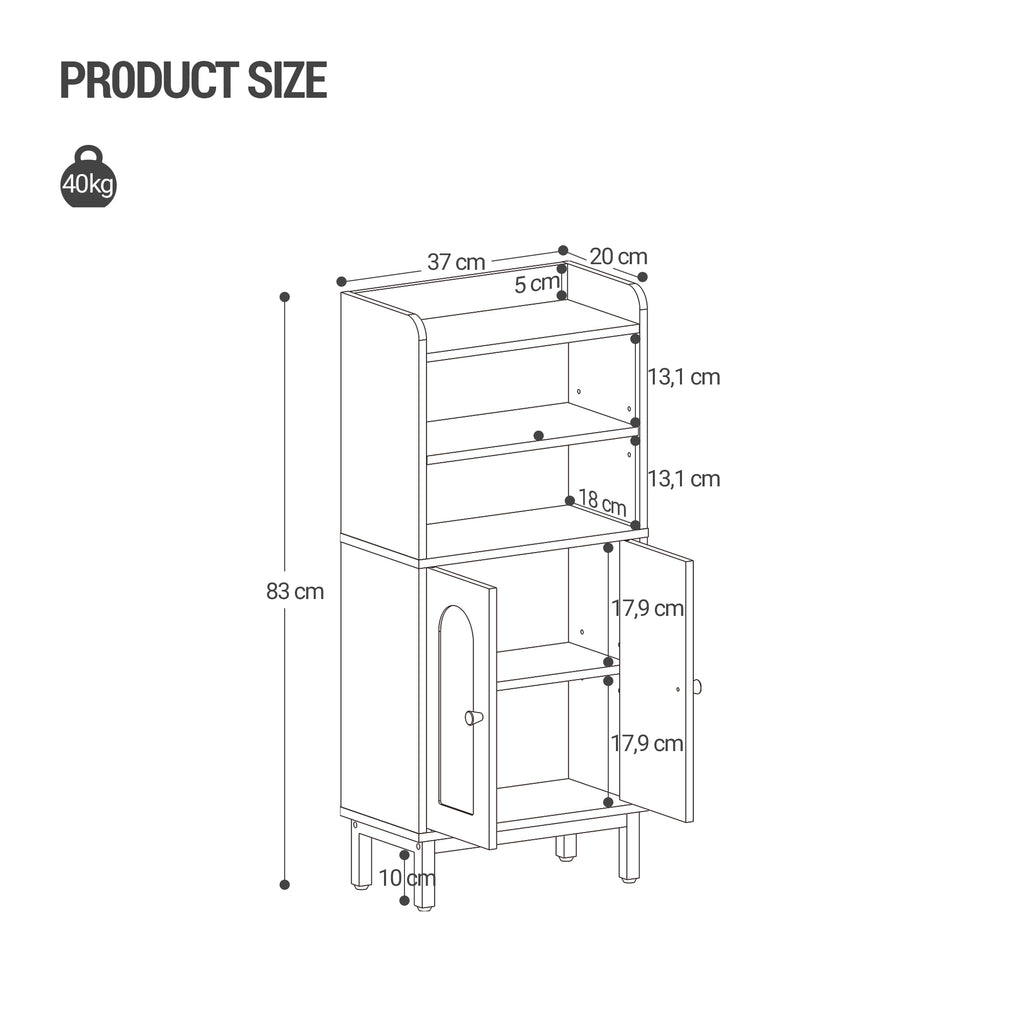 Hzuaneri Bathroom Storage Cabinet, Slim Bathroom Floor Cabinet with 2 Door and Adjustable Shelf, Wooden Freestanding Storage Unit for Dining Kitchen Living Room, White, BC48213G