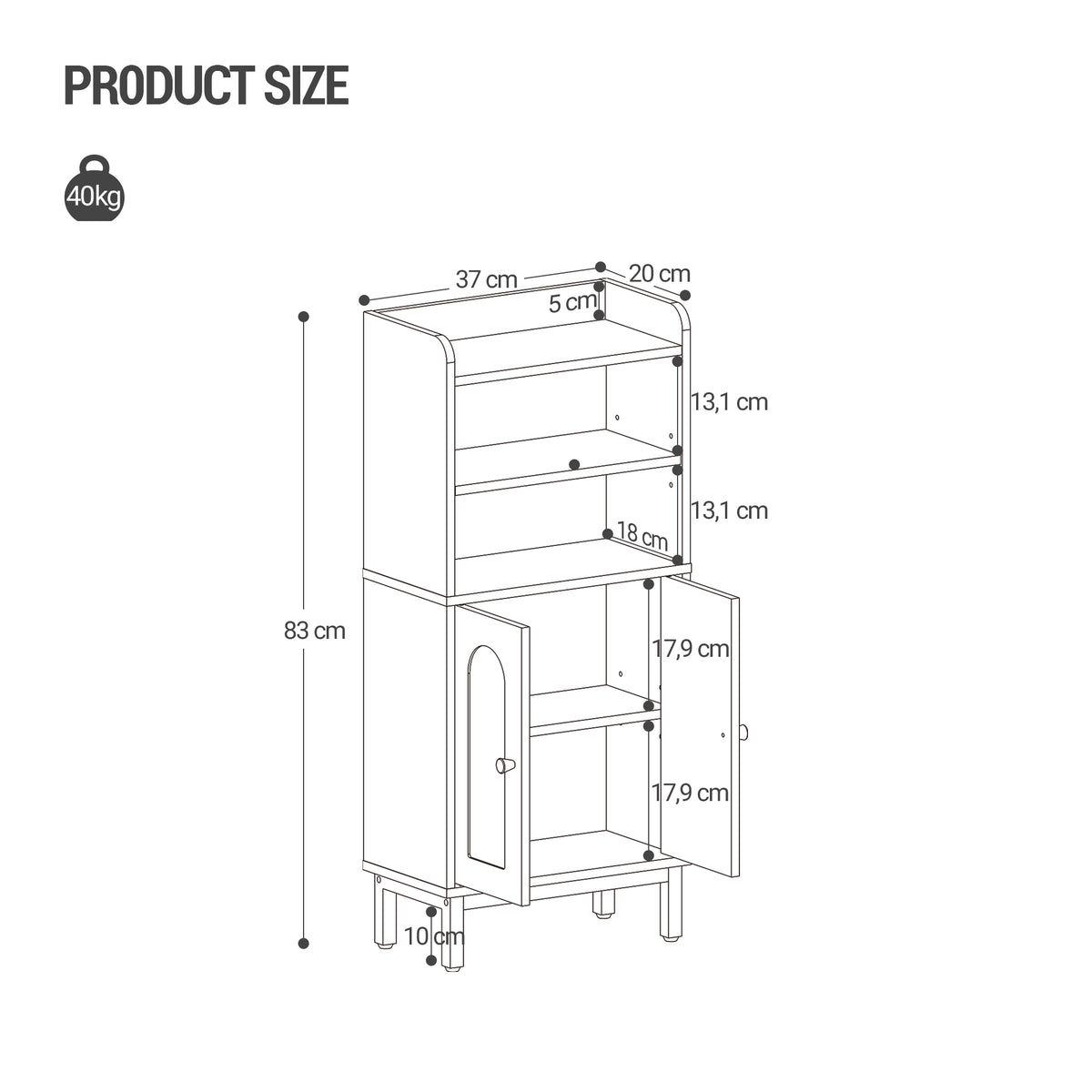 Hzuaneri Bathroom Storage Cabinet, Slim Bathroom Floor Cabinet with 2 Door and Adjustable Shelf, Wooden Freestanding Storage Unit for Dining Kitchen Living Room, White, BC48213G
