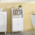 Hzuaneri Bathroom Cabinet, Bathroom Cabinet, Kitchen Cabinet with 2 Open Compartments, 2 Doors, 2 Adjustable Shelves, Freestanding Bathroom, 20 × 37 × 84 cm, White BC48213W