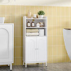 Hzuaneri Bathroom Cabinet, Bathroom Cabinet, Kitchen Cabinet with 2 Open Compartments, 2 Doors, 2 Adjustable Shelves, Freestanding Bathroom, 20 × 37 × 84 cm, White BC48213W
