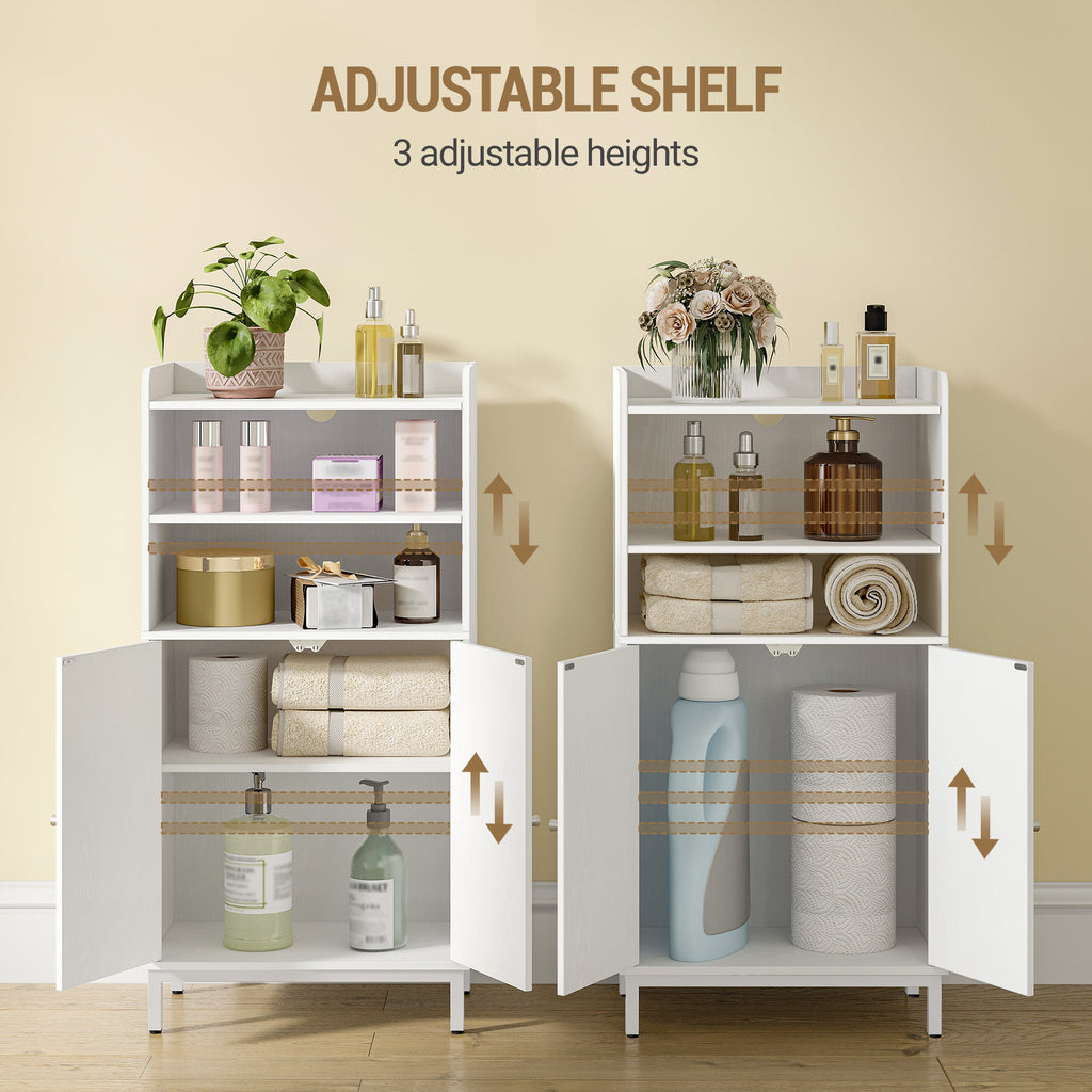 Hzuaneri Bathroom Cabinet, Bathroom Cabinet, Kitchen Cabinet with 2 Open Compartments, 2 Doors, 2 Adjustable Shelves, Freestanding Bathroom, 20 × 37 × 84 cm, White BC48213W