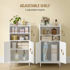 Hzuaneri Bathroom Cabinet, Bathroom Cabinet, Kitchen Cabinet with 2 Open Compartments, 2 Doors, 2 Adjustable Shelves, Freestanding Bathroom, 20 × 37 × 84 cm, White BC48213W
